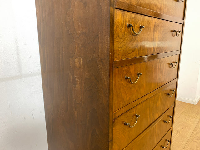 WMK I Hochwertige skandinavische Mid-Century Kommode aus vollem Holz mit 6 Schubladen &amp; Messinggriffen