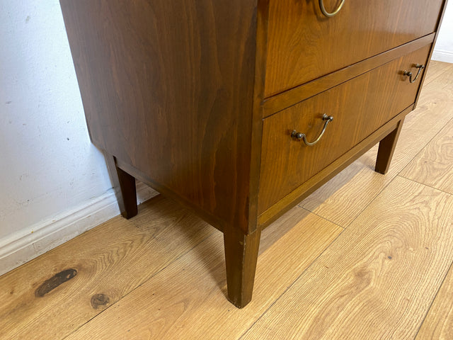 WMK I Hochwertige skandinavische Mid-Century Kommode aus vollem Holz mit 6 Schubladen &amp; Messinggriffen