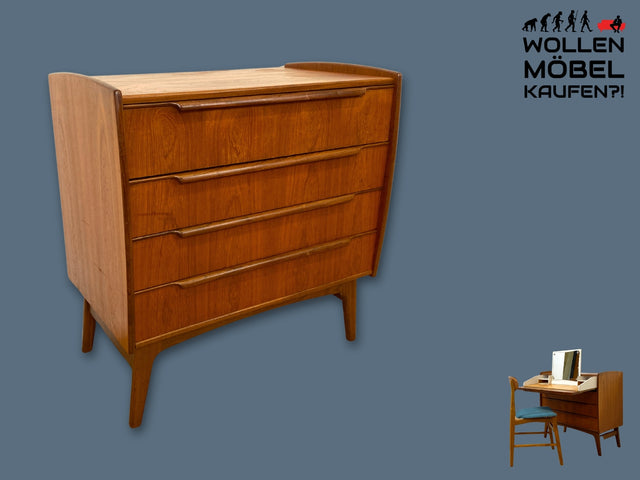 Das Highlight I Rare skandinavische Mid-Century Schminkkommode in Teakholz mit Schubladen & Spiegel I Kommode Sideboard Schminktisch Wäschekommode Frisierkommode Danish Design Vintage I