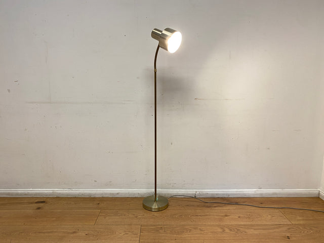 Skandinavische Space Age Stehlampe von Boréns Elektriska in gebürstetem Aluminium mit flex. Schwanenhals