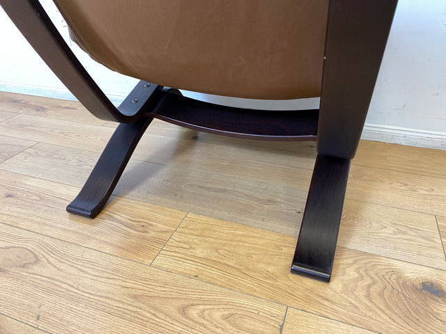 Seltener skandinavischer Designer Sessel I Focus Sling von Bramin Møbler I mit Echtleder Bezug