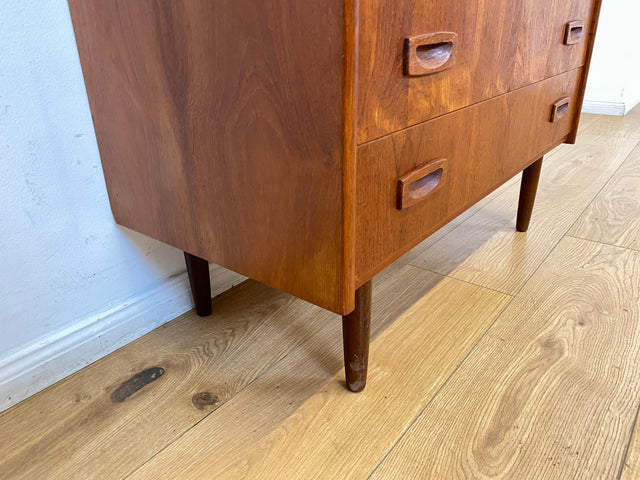 WMK I Eleganter skandinavischer Mid-Century Barschrank in Teakholz mit verspiegeltem Bar Fach I Barkommode Highboard Schrank Sekretär Kommode Schminkschrank Danish Design Vintage I
