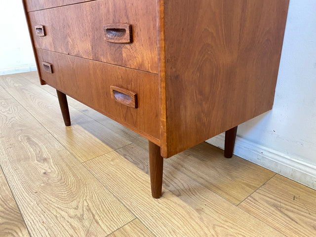 WMK I Eleganter skandinavischer Mid-Century Barschrank in Teakholz mit verspiegeltem Bar Fach I Barkommode Highboard Schrank Sekretär Kommode Schminkschrank Danish Design Vintage I