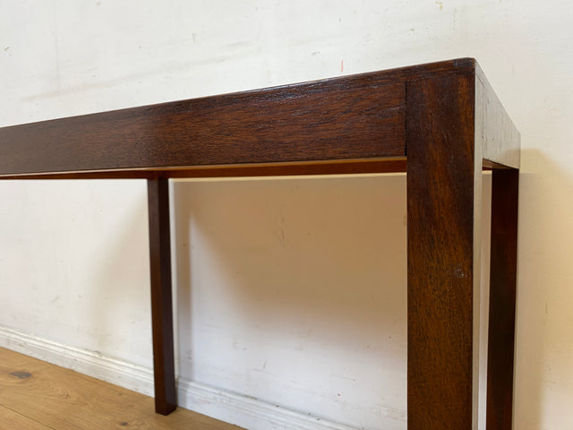 WMK I Einzigartiger skandinavischer Mid-Century Palisander mit Glasplatte und handgesticktem Gobelin I Wohnzimmertisch Beistelltisch Glastisch Ablage Danish Design Vintage Rosewood I