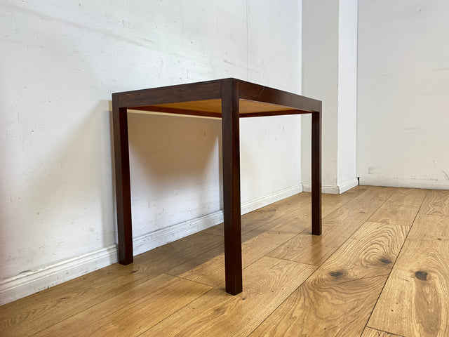 WMK I Einzigartiger skandinavischer Mid-Century Palisander mit Glasplatte und handgesticktem Gobelin I Wohnzimmertisch Beistelltisch Glastisch Ablage Danish Design Vintage Rosewood I