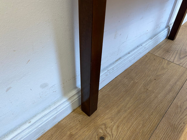 WMK I Einzigartiger skandinavischer Mid-Century Palisander mit Glasplatte und handgesticktem Gobelin I Wohnzimmertisch Beistelltisch Glastisch Ablage Danish Design Vintage Rosewood I