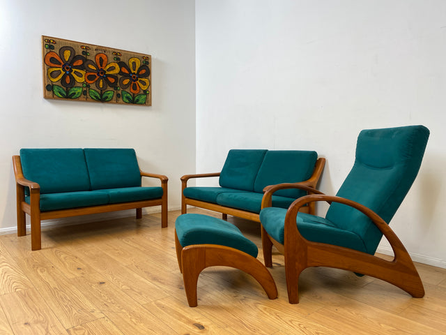 WMK I Hochwertiges skandinavisches Designersofa von Holstebro Møbelfabrik in Petrol Blau