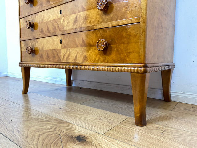 Sehr schöner handverzierter skandinavisches Mid-Century Sekretär aus vollem Holz I Schreibschrank Schreibkommode Schreibtisch Kommode Schubladenkommode Wäschekommode 60er I