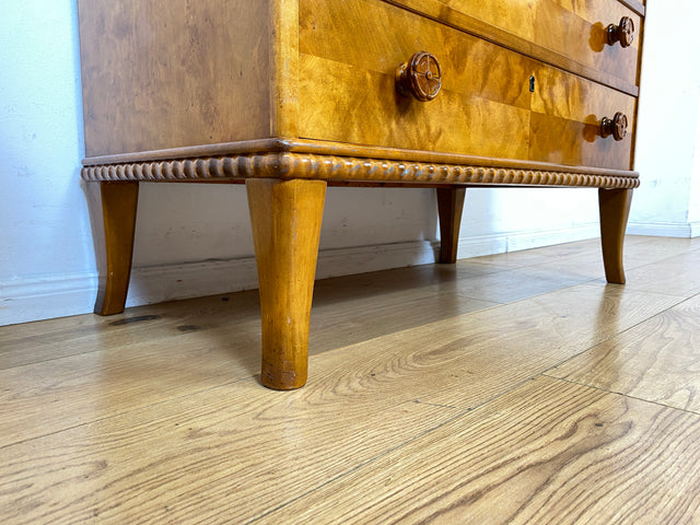 Sehr schöner handverzierter skandinavisches Mid-Century Sekretär aus vollem Holz I Schreibschrank Schreibkommode Schreibtisch Kommode Schubladenkommode Wäschekommode 60er I