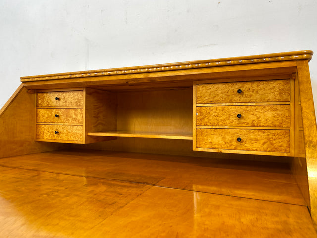 Sehr schöner handverzierter skandinavisches Mid-Century Sekretär aus vollem Holz I Schreibschrank Schreibkommode Schreibtisch Kommode Schubladenkommode Wäschekommode 60er I