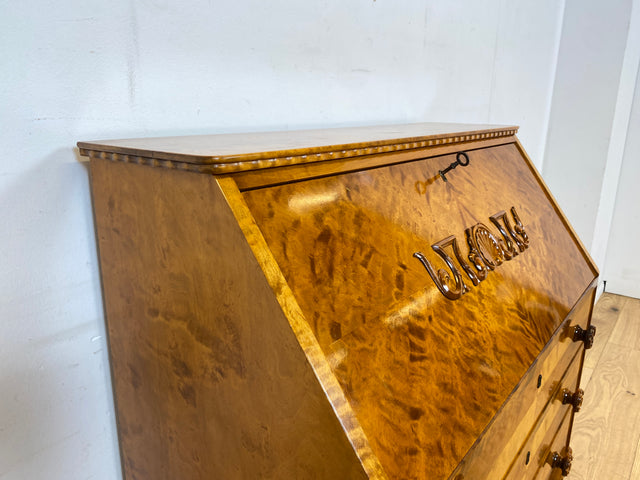 Sehr schöner handverzierter skandinavisches Mid-Century Sekretär aus vollem Holz I Schreibschrank Schreibkommode Schreibtisch Kommode Schubladenkommode Wäschekommode 60er I