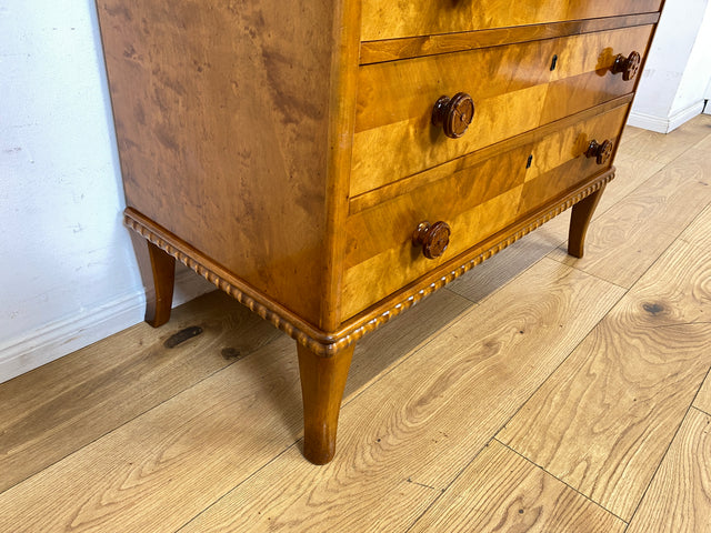 Sehr schöner handverzierter skandinavisches Mid-Century Sekretär aus vollem Holz I Schreibschrank Schreibkommode Schreibtisch Kommode Schubladenkommode Wäschekommode 60er I