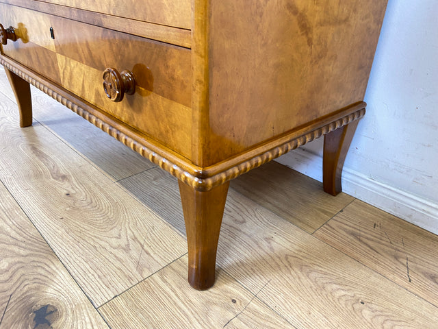 Sehr schöner handverzierter skandinavisches Mid-Century Sekretär aus vollem Holz I Schreibschrank Schreibkommode Schreibtisch Kommode Schubladenkommode Wäschekommode 60er I