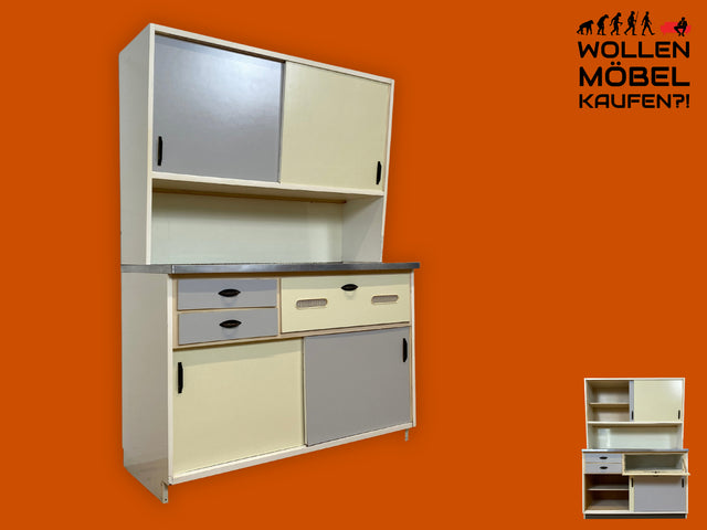 Kultige Space Age Küchenanrichte in Originalfarben mit Schiebetüren und Brot Fach I Küchenbüfett Büfett Küche Küchenzeile Buffet Anrichte Retro Vintage 60er 70er I