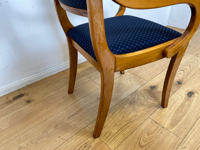 Sehr eleganter Spätbiedermeier Salonstuhl aus Buche mit hochwertigem neuem Bezug in Blau I Armlehnstuhl Stuhl Holzstuhl Sessel Lesesessel Chair Biedermeier Antik Vintage I