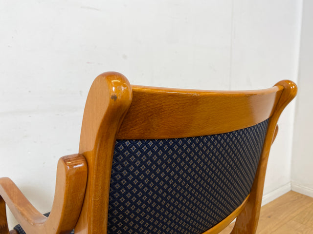 Sehr eleganter Spätbiedermeier Salonstuhl aus Buche mit hochwertigem neuem Bezug in Blau I Armlehnstuhl Stuhl Holzstuhl Sessel Lesesessel Chair Biedermeier Antik Vintage I