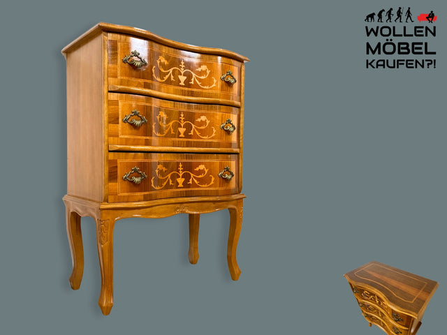 Eleganter und hochwertige handverzierte Stilmöbel Kommode mit Schubladen und feinen Intarsien I Schubladenkommode Wäschekommode Schrank Konsole Garderobe Flurkommode Vintage I