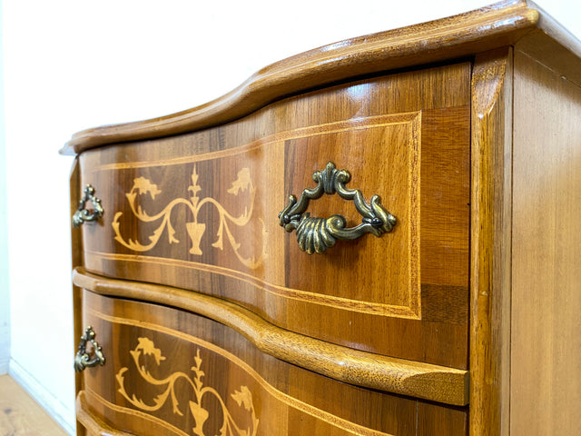 Eleganter und hochwertige handverzierte Stilmöbel Kommode mit Schubladen und feinen Intarsien I Schubladenkommode Wäschekommode Schrank Konsole Garderobe Flurkommode Vintage I