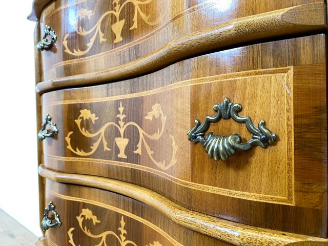 Eleganter und hochwertige handverzierte Stilmöbel Kommode mit Schubladen und feinen Intarsien I Schubladenkommode Wäschekommode Schrank Konsole Garderobe Flurkommode Vintage I