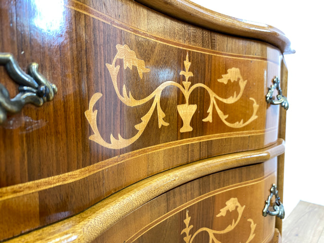Eleganter und hochwertige handverzierte Stilmöbel Kommode mit Schubladen und feinen Intarsien I Schubladenkommode Wäschekommode Schrank Konsole Garderobe Flurkommode Vintage I