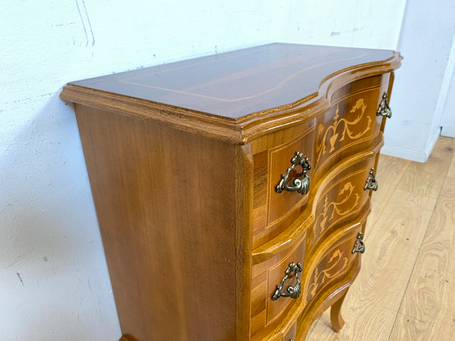Eleganter und hochwertige handverzierte Stilmöbel Kommode mit Schubladen und feinen Intarsien I Schubladenkommode Wäschekommode Schrank Konsole Garderobe Flurkommode Vintage I