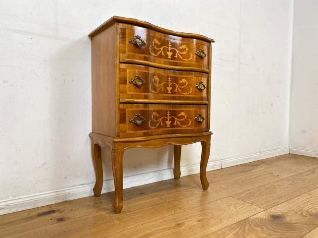 Eleganter und hochwertige handverzierte Stilmöbel Kommode mit Schubladen und feinen Intarsien I Schubladenkommode Wäschekommode Schrank Konsole Garderobe Flurkommode Vintage I
