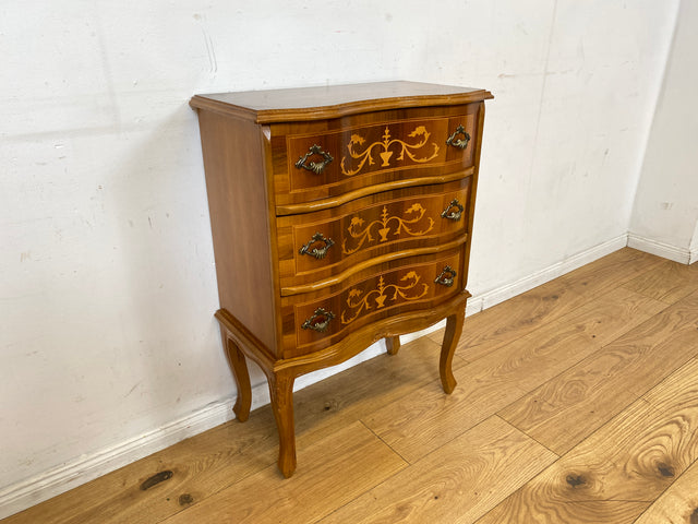 Eleganter und hochwertige handverzierte Stilmöbel Kommode mit Schubladen und feinen Intarsien I Schubladenkommode Wäschekommode Schrank Konsole Garderobe Flurkommode Vintage I