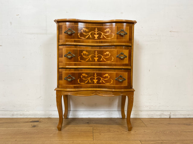 Eleganter und hochwertige handverzierte Stilmöbel Kommode mit Schubladen und feinen Intarsien I Schubladenkommode Wäschekommode Schrank Konsole Garderobe Flurkommode Vintage I