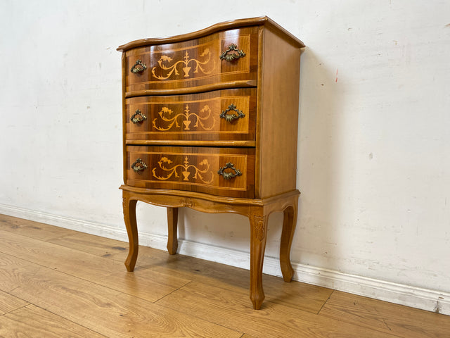 Eleganter und hochwertige handverzierte Stilmöbel Kommode mit Schubladen und feinen Intarsien I Schubladenkommode Wäschekommode Schrank Konsole Garderobe Flurkommode Vintage I