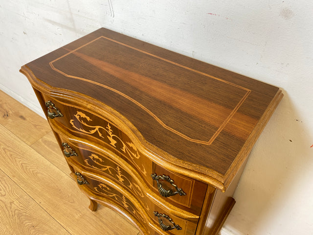 Eleganter und hochwertige handverzierte Stilmöbel Kommode mit Schubladen und feinen Intarsien I Schubladenkommode Wäschekommode Schrank Konsole Garderobe Flurkommode Vintage I