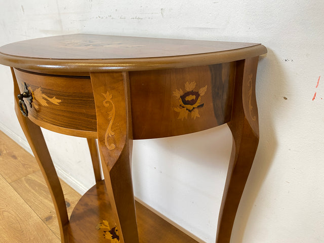 Vornehmer und sehr gut erhaltener Stilmöbel Konsolentisch mit Schublade und feinen Intarsien I Konsole Beistelltisch Ablage Kommode Garderobe Flurgarderobe Barock Vintage I