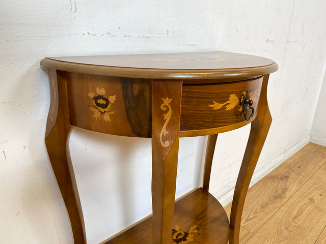 Vornehmer und sehr gut erhaltener Stilmöbel Konsolentisch mit Schublade und feinen Intarsien I Konsole Beistelltisch Ablage Kommode Garderobe Flurgarderobe Barock Vintage I