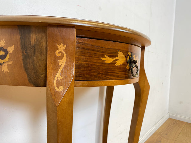 Vornehmer und sehr gut erhaltener Stilmöbel Konsolentisch mit Schublade und feinen Intarsien I Konsole Beistelltisch Ablage Kommode Garderobe Flurgarderobe Barock Vintage I