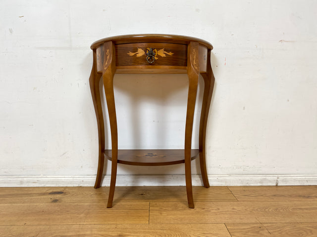 Vornehmer und sehr gut erhaltener Stilmöbel Konsolentisch mit Schublade und feinen Intarsien I Konsole Beistelltisch Ablage Kommode Garderobe Flurgarderobe Barock Vintage I