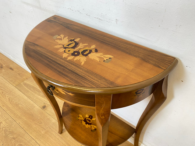 Vornehmer und sehr gut erhaltener Stilmöbel Konsolentisch mit Schublade und feinen Intarsien I Konsole Beistelltisch Ablage Kommode Garderobe Flurgarderobe Barock Vintage I