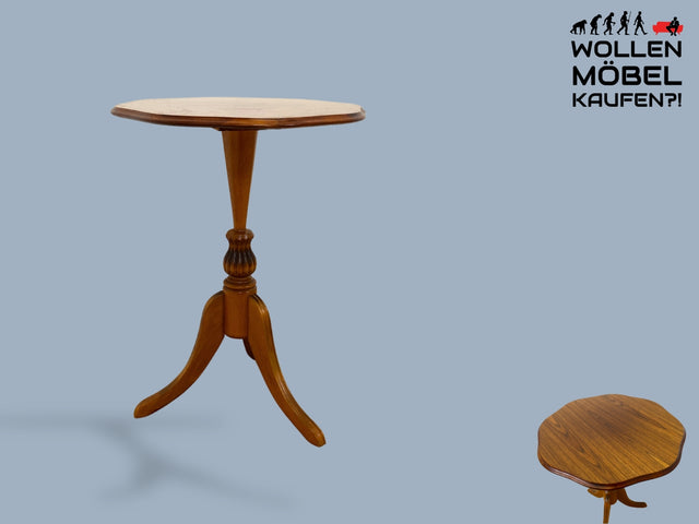 Sehr eleganter Vintage Beistelltisch mit fein gedrechseltem Mittelfuß