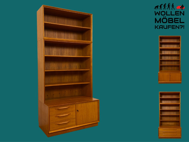 WMK I Hochwertiger Vintage Bücherschrank von Strobeck in skandinavischem Still mit Schubladen I Teakholz I Bücherregal Regal Holzregal Danish Design Mid-Century Vintage Teak I