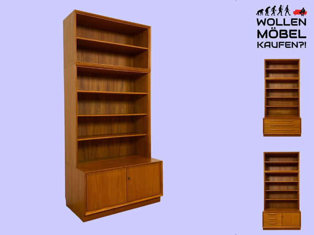 Hochwertiger Vintage Bücherschrank von Strobeck in skandinavischem Stil I Teakholz I Regal Bücherregal Holzregal Kommode Danish Design Mid-Century Vintage Teak 70er I
