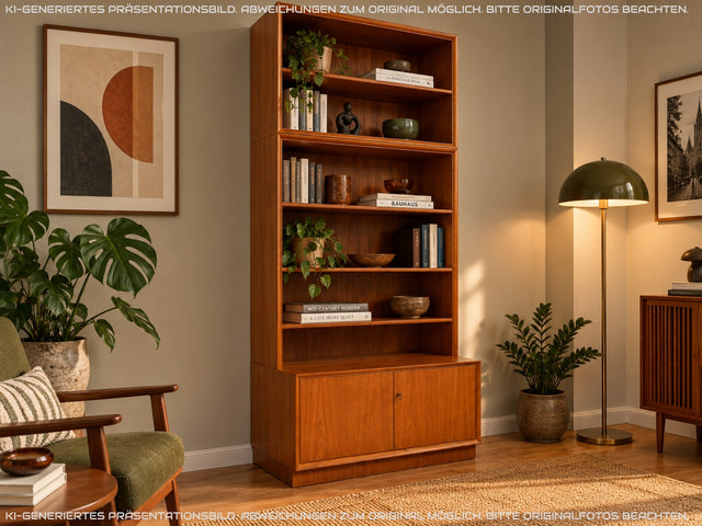 Hochwertiger Vintage Bücherschrank von Strobeck in skandinavischem Stil I Teakholz I Regal Bücherregal Holzregal Kommode Danish Design Mid-Century Vintage Teak 70er I