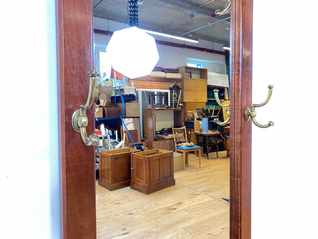 Sehr elegante Vintage Flurgarderobe im antikem Stil mit Spiegel, Ablage, Schublade und Kleiderhaken aus Messing I Garderobe Wandgarderobe Flurkommode Spiegelkommode I