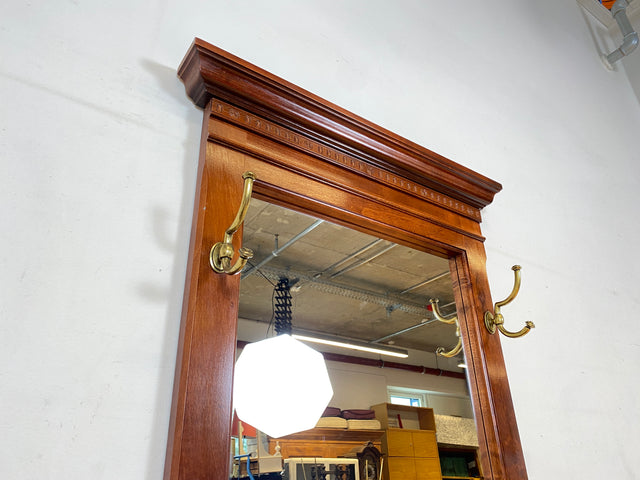 Sehr elegante Vintage Flurgarderobe im antikem Stil mit Spiegel, Ablage, Schublade und Kleiderhaken aus Messing I Garderobe Wandgarderobe Flurkommode Spiegelkommode I