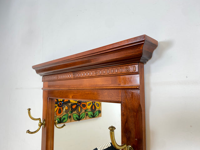 Sehr elegante Vintage Flurgarderobe im antikem Stil mit Spiegel, Ablage, Schublade und Kleiderhaken aus Messing I Garderobe Wandgarderobe Flurkommode Spiegelkommode I
