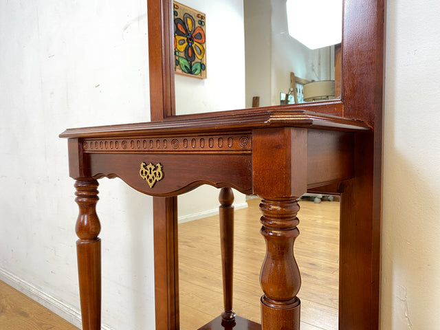 Sehr elegante Vintage Flurgarderobe im antikem Stil mit Spiegel, Ablage, Schublade und Kleiderhaken aus Messing I Garderobe Wandgarderobe Flurkommode Spiegelkommode I