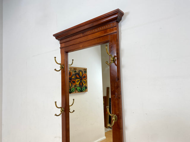 Sehr elegante Vintage Flurgarderobe im antikem Stil mit Spiegel, Ablage, Schublade und Kleiderhaken aus Messing I Garderobe Wandgarderobe Flurkommode Spiegelkommode I