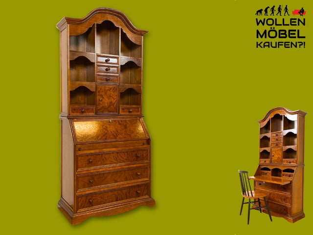 Formschöner und gut erhaltener Vintage Schreibschrank mit stabiler Schreibklappe und vielen Schubladen I Sekretär Schreibtisch Schreibkommode Bücherschrank Kommode Highboard I
