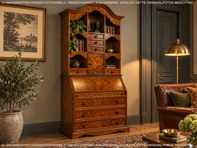 Formschöner und gut erhaltener Vintage Schreibschrank mit stabiler Schreibklappe und vielen Schubladen I Sekretär Schreibtisch Schreibkommode Bücherschrank Kommode Highboard I