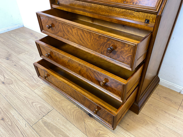 Formschöner und gut erhaltener Vintage Schreibschrank mit stabiler Schreibklappe und vielen Schubladen I Sekretär Schreibtisch Schreibkommode Bücherschrank Kommode Highboard I