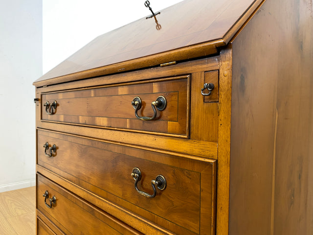 Hübscher Vintage Sekretär in englischem Stil mit stabiler Schreibklappe und Lederschreibunterlage I Schreibkommode Schreibschrank Schreibtisch Kommode Schubladenkommode Regency