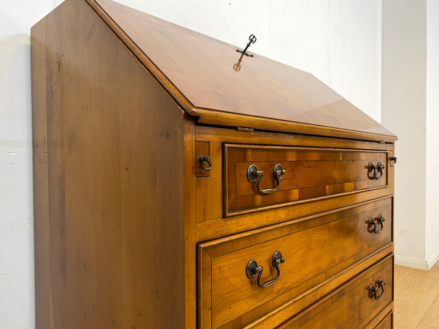 Hübscher Vintage Sekretär in englischem Stil mit stabiler Schreibklappe und Lederschreibunterlage I Schreibkommode Schreibschrank Schreibtisch Kommode Schubladenkommode Regency
