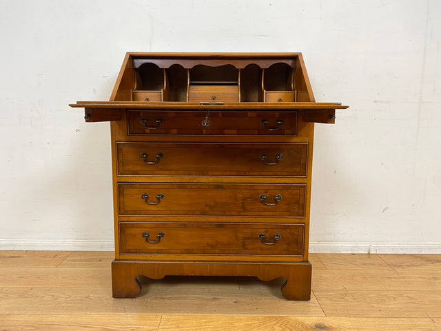 Hübscher Vintage Sekretär in englischem Stil mit stabiler Schreibklappe und Lederschreibunterlage I Schreibkommode Schreibschrank Schreibtisch Kommode Schubladenkommode Regency